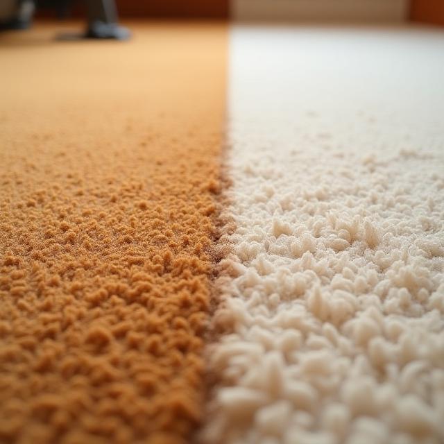 Carpet before and after deep cleaning